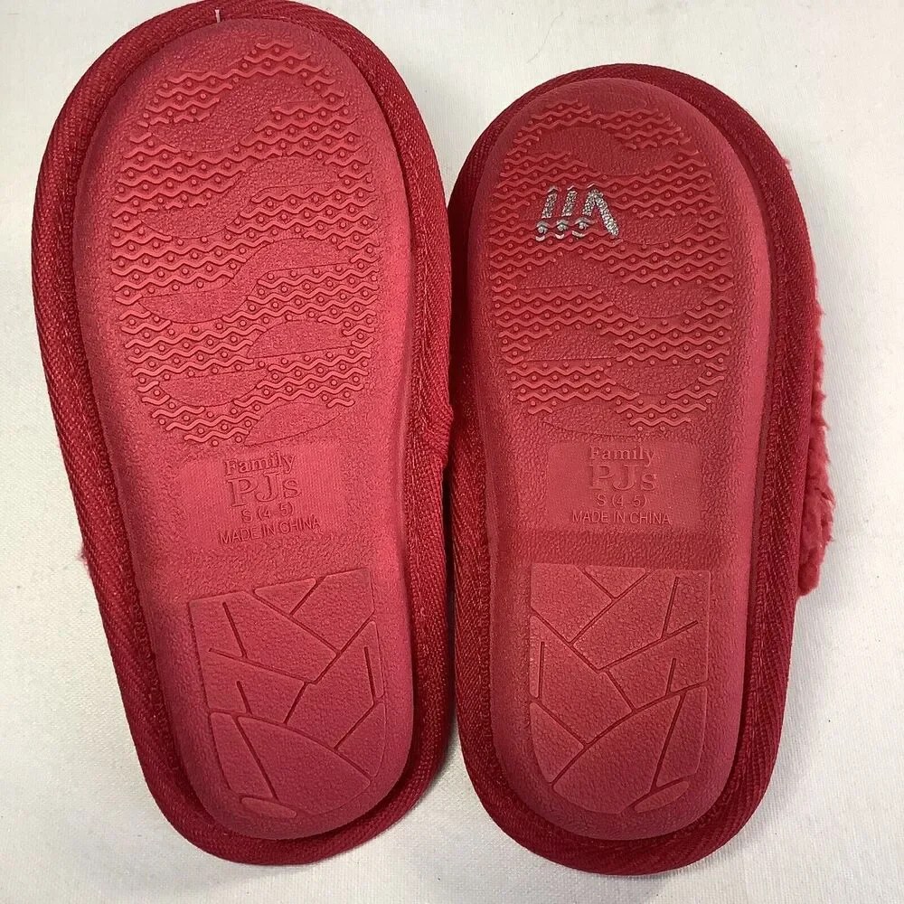 Family Pajamas Mini Kid's Matching Holiday‎ Slippers Red Size 4-5